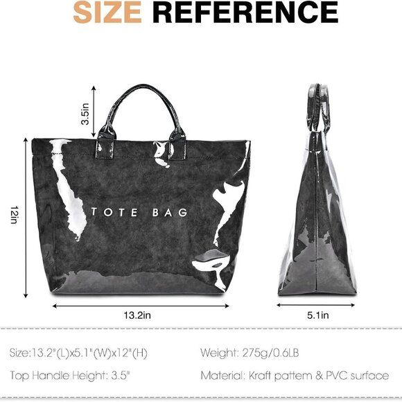 PVC Tote Bag Large Capacity Waterproof Fashion Shopping Travel Hobo Bag - Picture 2 of 7